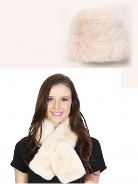 Solid Colour Fuzzy Hat with Brim and Scarf Set (HAT1338BEG + SF1523-03BEG)